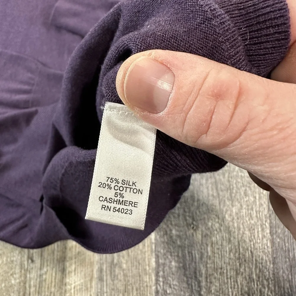 Banana Republic Silk Blend Long Sleeve V-Neck‎ Sweater Men's Size L Dark Purple